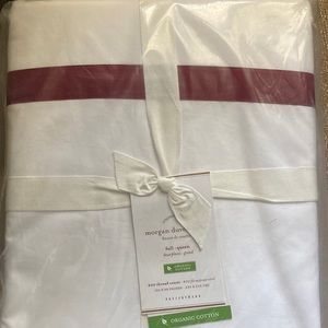 NWT Pottery Barn Morgan Banded 400 TC Organic Cotton Full/Queen Duvet